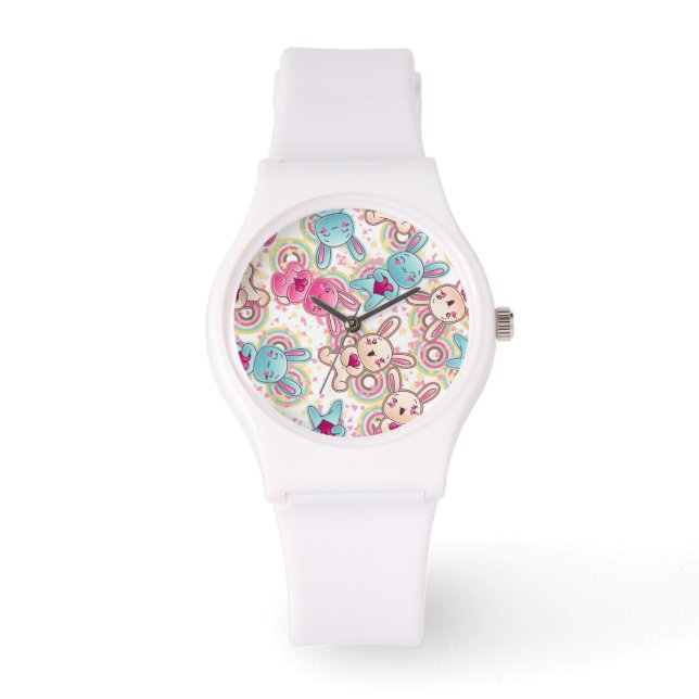Kawaii Child Pattern met Cute Doodles Horloge (Voorkant)