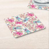 Kawaii Child Pattern met Cute Doodles Kartonnen Onderzetters (Schuin)