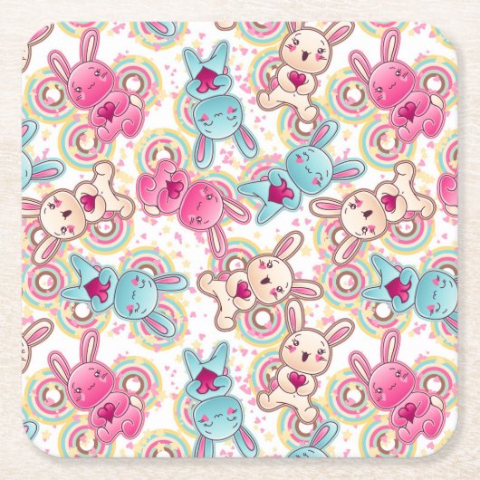 Kawaii Child Pattern met Cute Doodles Kartonnen Onderzetters (Voorkant)