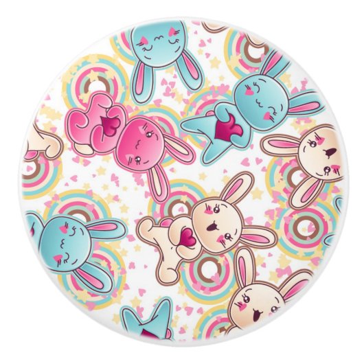 Kawaii Child Pattern met Cute Doodles Keramische Knop (Voorkant)