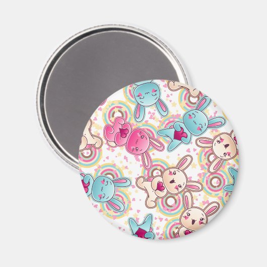 Kawaii Child Pattern met Cute Doodles Magneet (Voorkant / Achterkant)