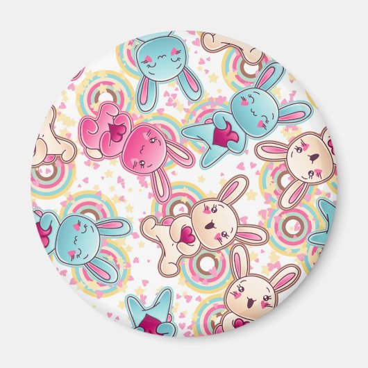 Kawaii Child Pattern met Cute Doodles Magneet (Voorkant)
