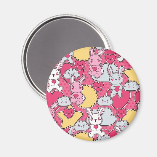 Kawaii Child Pattern met Cute Doodles Magneet (Voorkant / Achterkant)