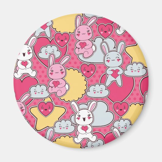 Kawaii Child Pattern met Cute Doodles Magneet (Voorkant)