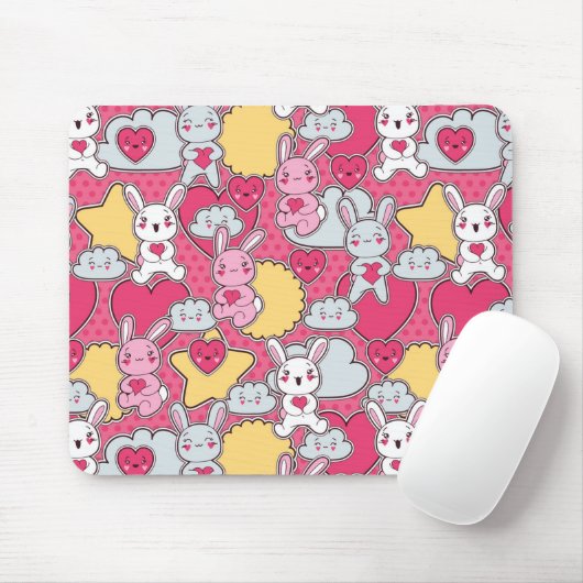 Kawaii Child Pattern met Cute Doodles Muismat (Met muis)
