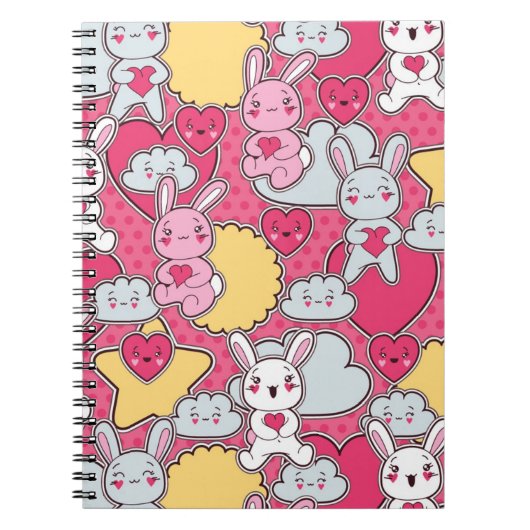 Kawaii Child Pattern met Cute Doodles Notitieboek (Voorkant)