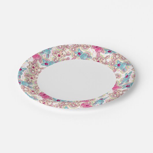 Kawaii Child Pattern met Cute Doodles Papieren Bordje (Gekanteld)