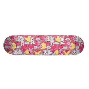 Kawaii Child Pattern met Cute Doodles Persoonlijk Skateboard