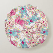 Kawaii Child Pattern met Cute Doodles Rond Kussen (Achterkant)