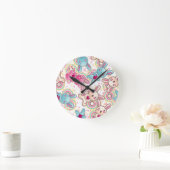 Kawaii Child Pattern met Cute Doodles Ronde Klok (Huis)