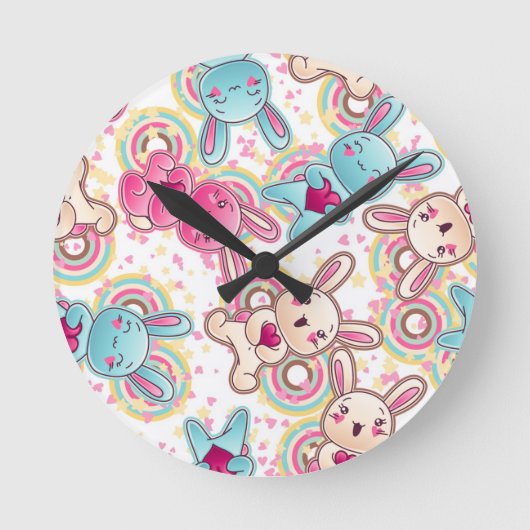 Kawaii Child Pattern met Cute Doodles Ronde Klok (Voorkant)