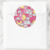 Kawaii Child Pattern met Cute Doodles Ronde Sticker (Tas)