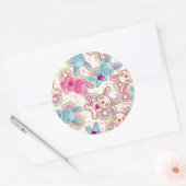 Kawaii Child Pattern met Cute Doodles Ronde Sticker (Envelop)