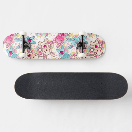 Kawaii Child Pattern met Cute Doodles Skateboard (Horizontaal)