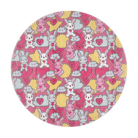 Kawaii Child Pattern met Cute Doodles Snijplank (Voorkant)