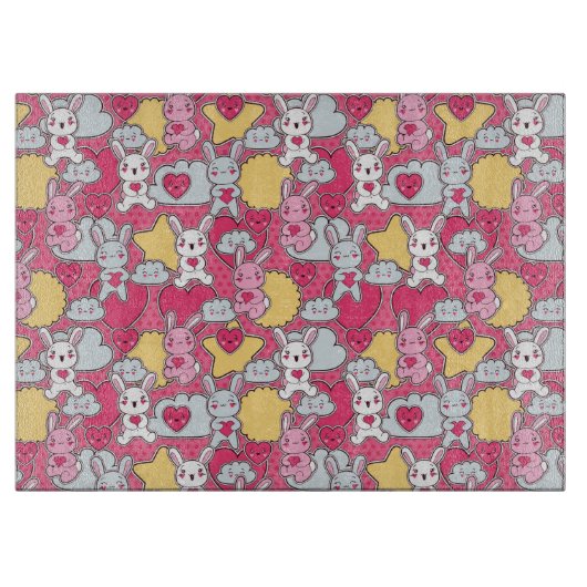 Kawaii Child Pattern met Cute Doodles Snijplank (Voorkant)