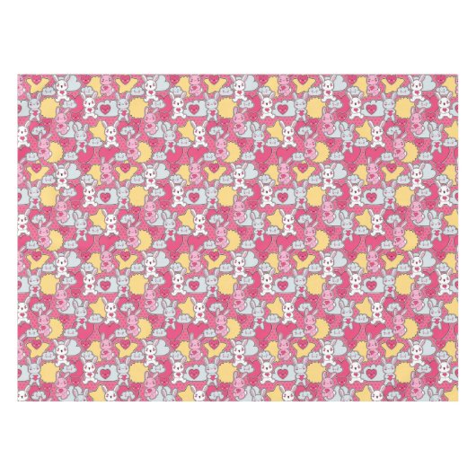 Kawaii Child Pattern met Cute Doodles Tafelkleed (Voorkant (Horizontaal))