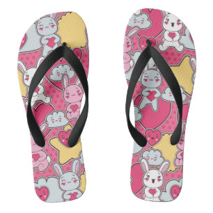 Kawaii Child Pattern met Cute Doodles Teenslippers
