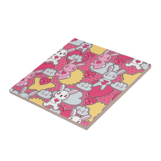 Kawaii Child Pattern met Cute Doodles Tegeltje (Zijkant)