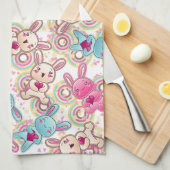 Kawaii Child Pattern met Cute Doodles Theedoek (Quarter Fold)