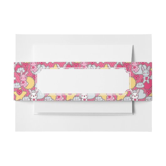 Kawaii Child Pattern met Cute Doodles Uitnodigingen Wikkel (Voorkant Voorbeeld)