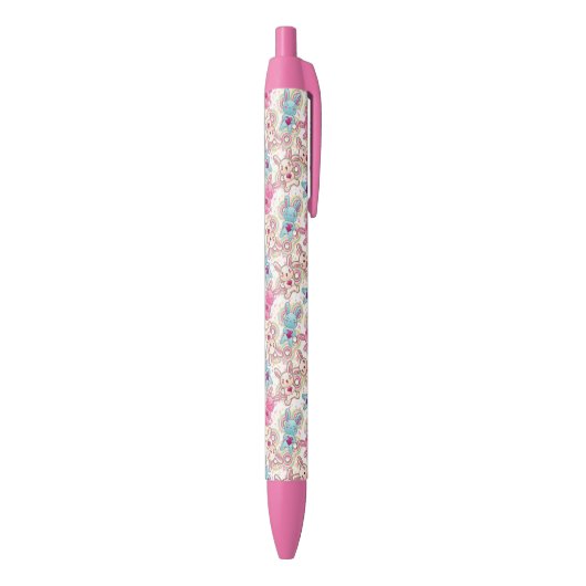 Kawaii Child Pattern met Cute Doodles Zwarte Inkt Pen (Achterkant (Verticaal))