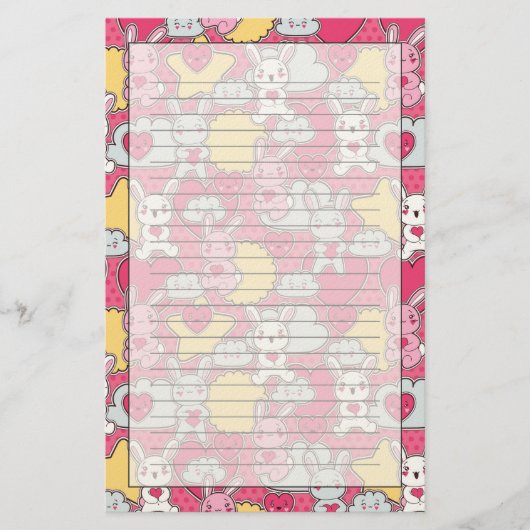 Kawaii Child Pattern with Cute Doodles Briefpapier (Voorkant)