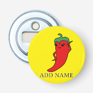Kawaii Chili Pepper Diva Aangepast Button Flesopener