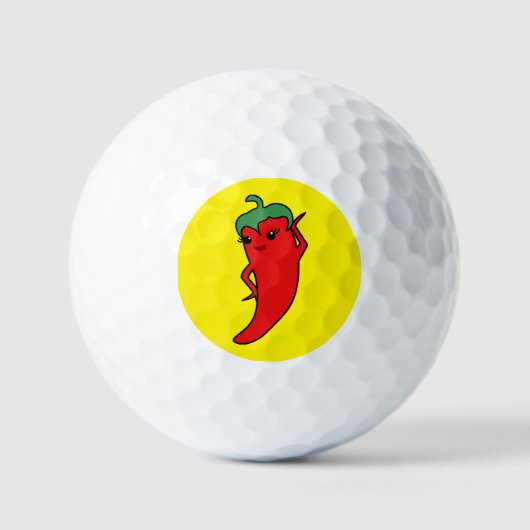 Kawaii Chili Pepper Diva Aangepast Golfballen (Voorkant)