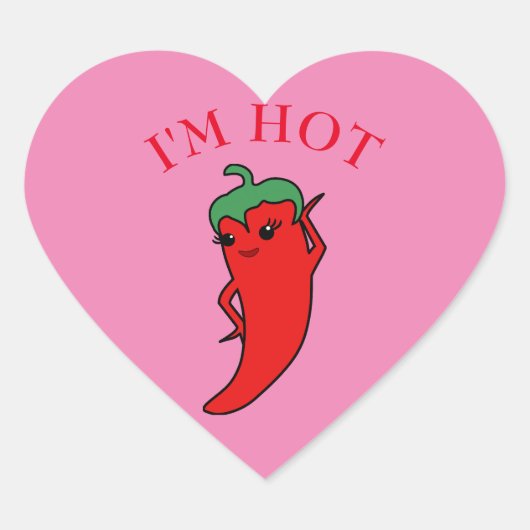 Kawaii Chili Pepper Diva Aangepast Hart Sticker (Voorkant)