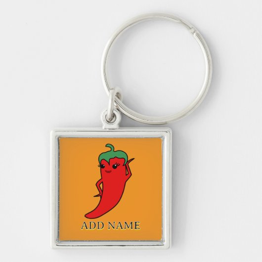 Kawaii Chili Pepper Diva Aangepast Sleutelhanger (Voorkant)