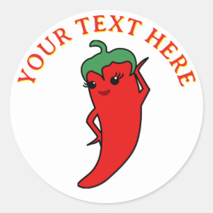 Kawaii Chili Pepper Diva Maatwerk Ronde Sticker