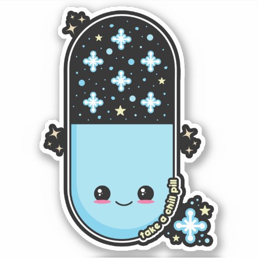 Kawaii Chill Pill Sticker (Voorkant)