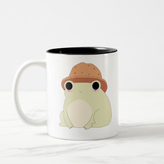 Kawaii Chilling Frog Gift Tweekleurige Koffiemok (Links)