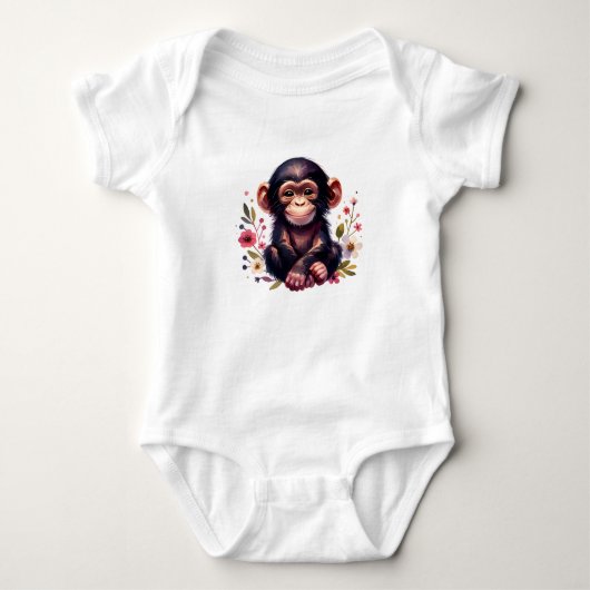 Kawaii Chimpansee Illustratie Romper (Voorkant)