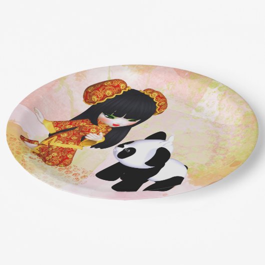 Kawaii China Meisje Papieren Bordje (Gekanteld)