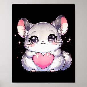 Kawaii Chinchilla Valentijnsdag Kinderen Tiener Me Poster