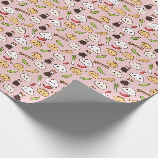 Kawaii Chinees Eetwaar Thema Inpakpapier (Hoek)