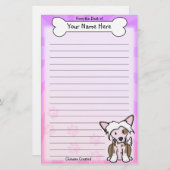 Kawaii Chinese Crested Stationery Briefpapier (Voorkant / Achterkant)