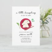 Kawaii Chinese Dumpling Groene Baby Shower Kaart (Staand voorkant)