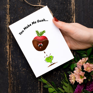 Kawaii Chocolade Bedekte Aardbei En Snoep Feestdagen Kaart