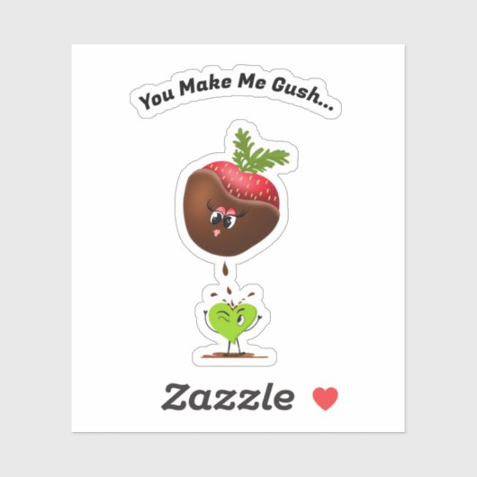 Kawaii Chocolade Bedekte Aardbei En Snoep Sticker (Vel)