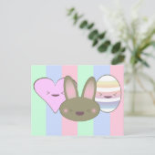 Kawaii chocolade paashaas, ei en hart feestdagenkaart (Staand voorkant)