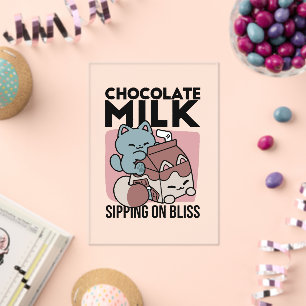 Kawaii Chocolademelk Kat – Cozy Drank & Schattighe Acryl Uitnodigingen