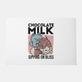 Kawaii Chocolademelk Kat – Cozy Drank & Schattighe Deurmat (Voorkant)