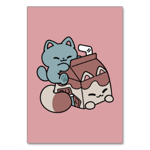 Kawaii Chocolademelk Kat – Cozy Drank & Schattighe Kaart