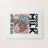 Kawaii Chocolademelk Kat – Cozy Drank & Schattighe Legpuzzel (Horizontaal)