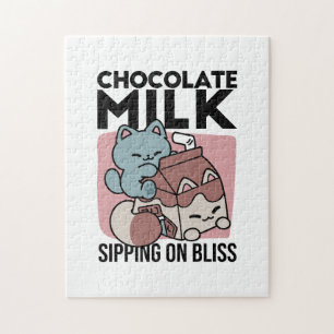 Kawaii Chocolademelk Kat – Cozy Drank & Schattighe Legpuzzel