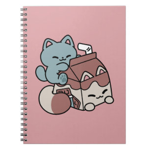 Kawaii Chocolademelk Kat – Cozy Drank & Schattighe Notitieboek