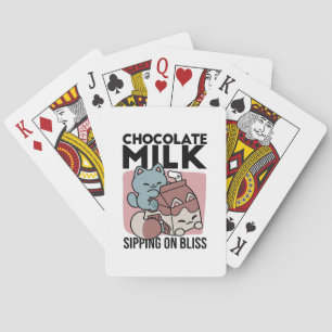 Kawaii Chocolademelk Kat – Cozy Drank & Schattighe Pokerkaarten
